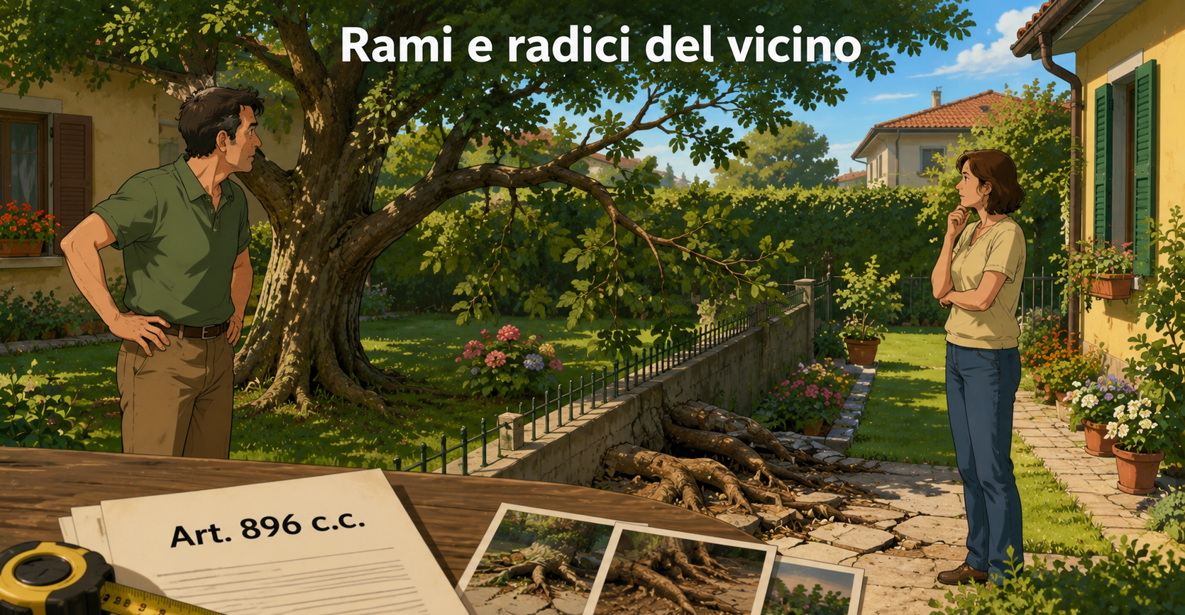 L’albero del vicino invade il mio giardino: posso tagliare rami e radici?